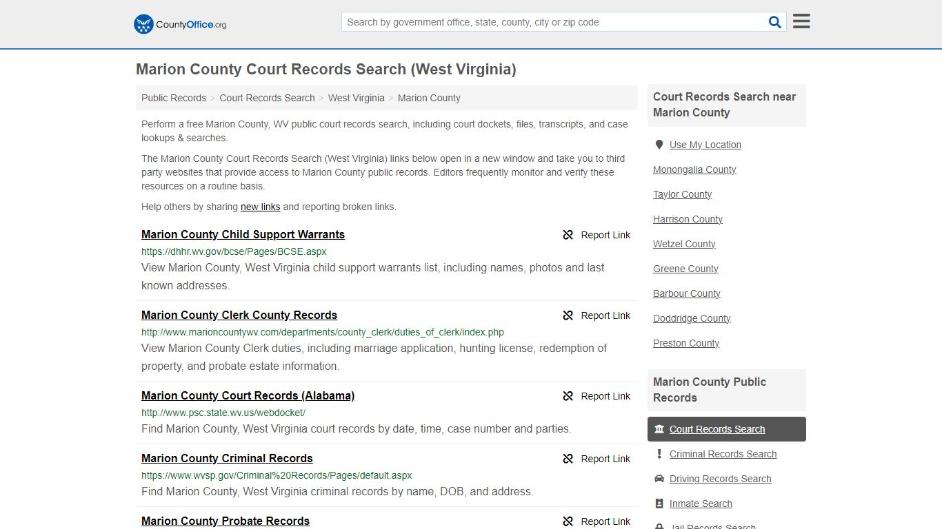 Marion County Court Records Search (West Virginia) - County Office