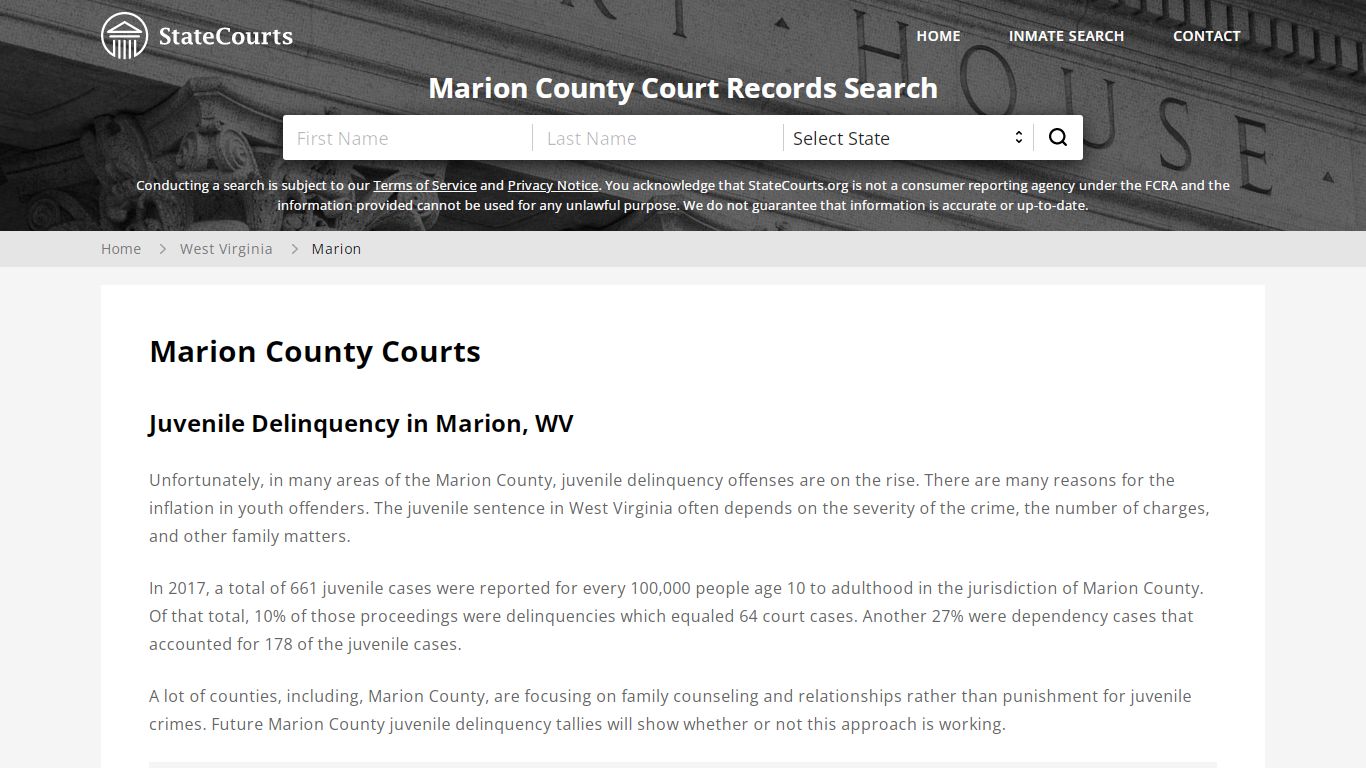 Marion County, WV Courts - Records & Cases - StateCourts