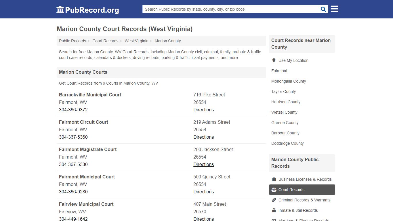 Free Marion County Court Records (West Virginia Court Records)
